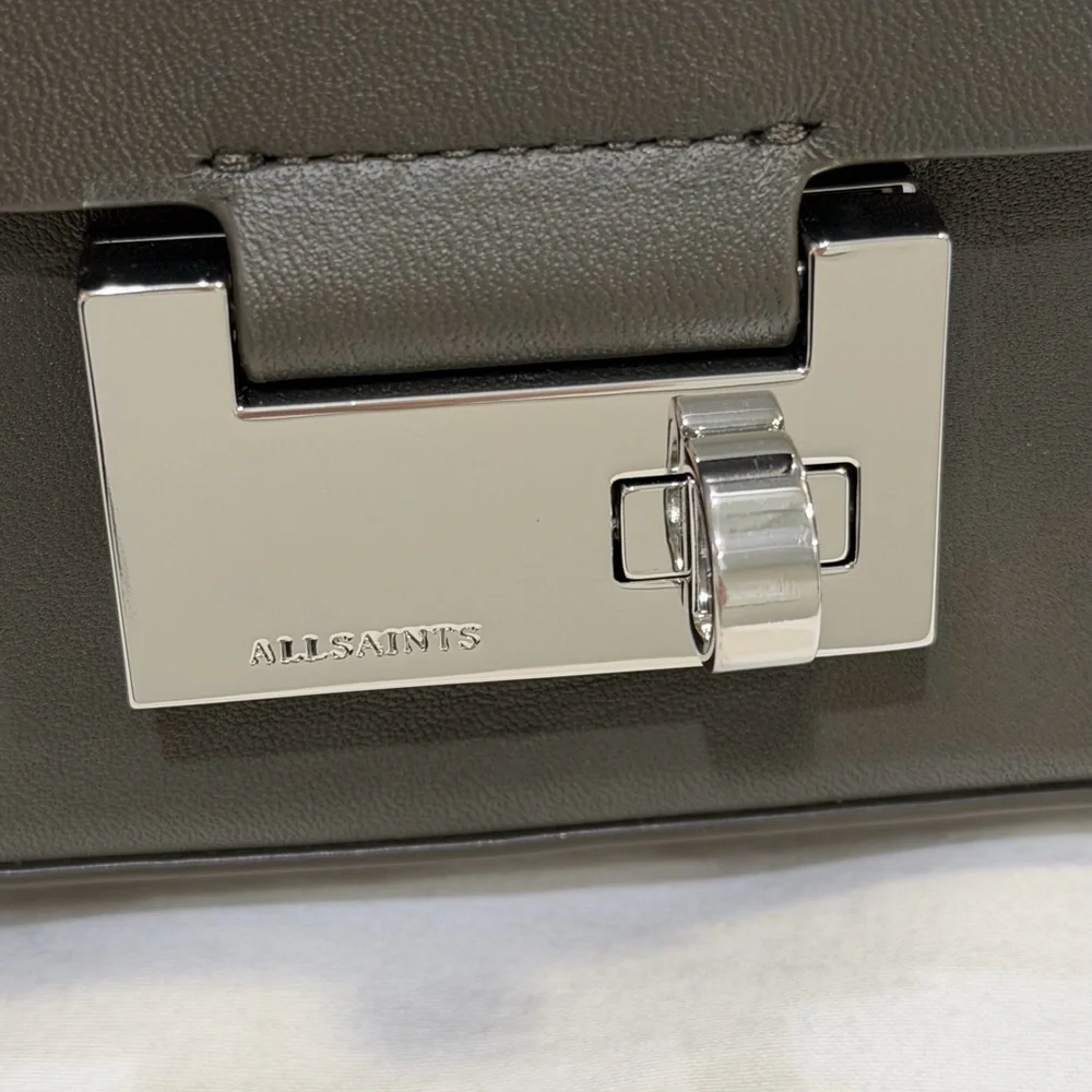 All Saints Frankie 3 in 1 Crossbody Belt Bag Silver Buckle Green NWT - Picture 4 of 17